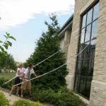 Professional Window Cleaning Pole Work on Glass Windows at MU Columbia